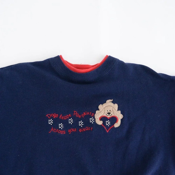 Vintage M&C Sportswear Navy Dogs Leave Paw Prints Crewneck Sweater L - Picture 8 of 11
